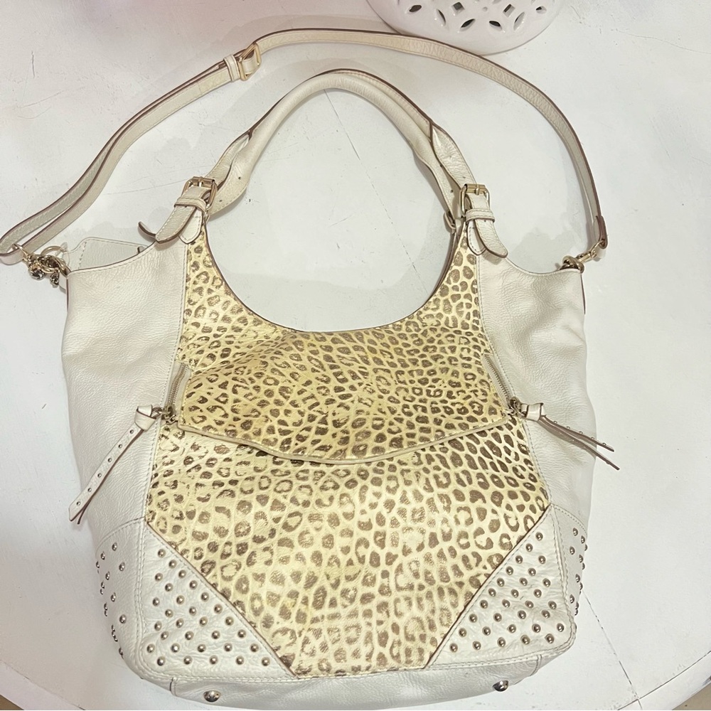 OH By Jay Gryson Large White Leopard Print Shoulder Bag - Picture 6 of 13